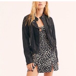 We The Free Black Faux Leather Moto Jacket
